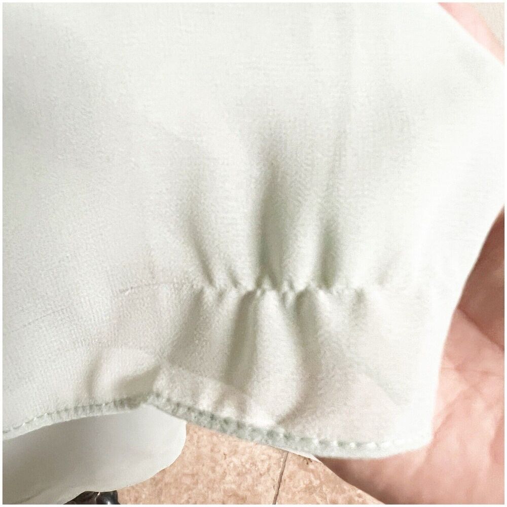 Number Sea Women’s Ruffled 3/4 Blouse Size 12 Seafoam Zipper Back Office Dressy - Picture 11 of 14